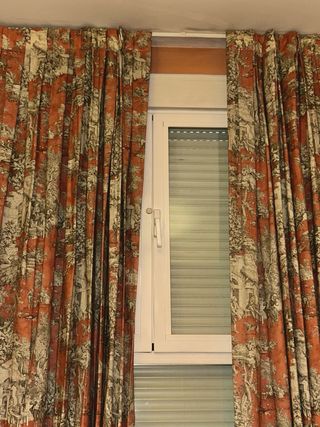 Cortinas Toile de Jouy Vintage Rosas Gruesas