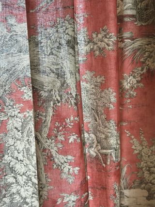 Cortinas Toile de Jouy Vintage Rosas Gruesas