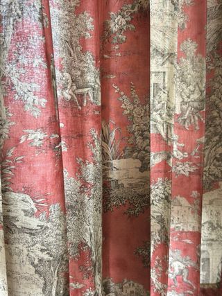 Cortinas Toile de Jouy Vintage Rosas Gruesas