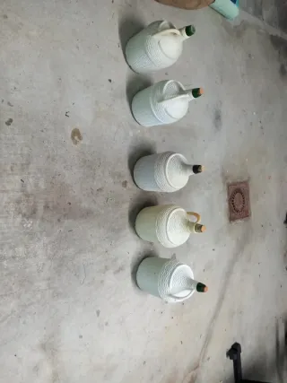 Lote 5 damajuanas cristal y mimbre