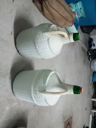 Lote 5 damajuanas cristal y mimbre