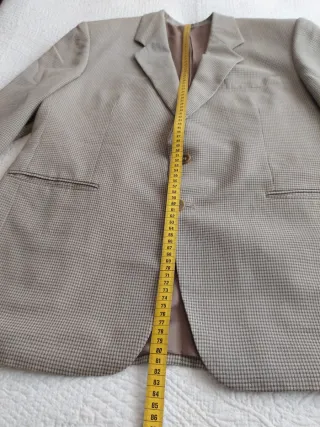 Americana cuadros beige y verde