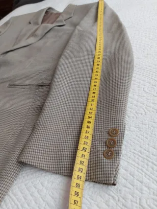 Americana cuadros beige y verde