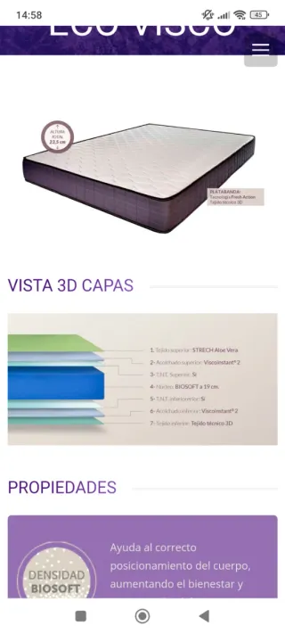 Colchón Aloe Vera 105 cm