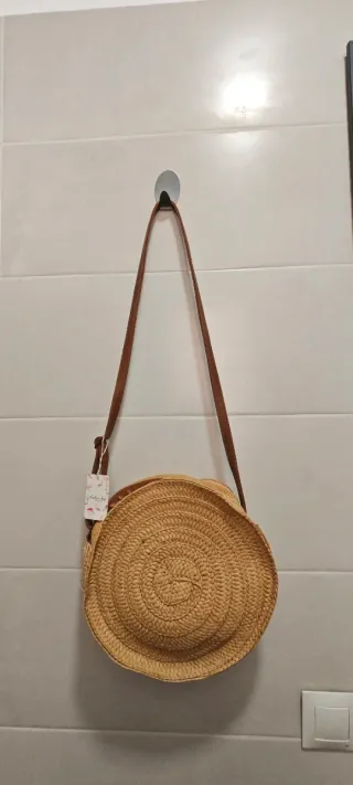 Bolso redondo de playa de paja