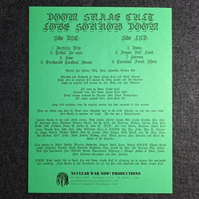 Doom Snake Cult - Love Sorrow Doom LP [NWN!, 2004]
