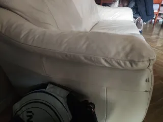 Sofá 3 plazas y sofá 2 plazas piel blanca