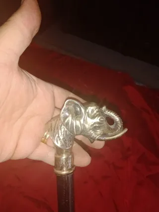 Antiguo bastón con empuñadura de elefante