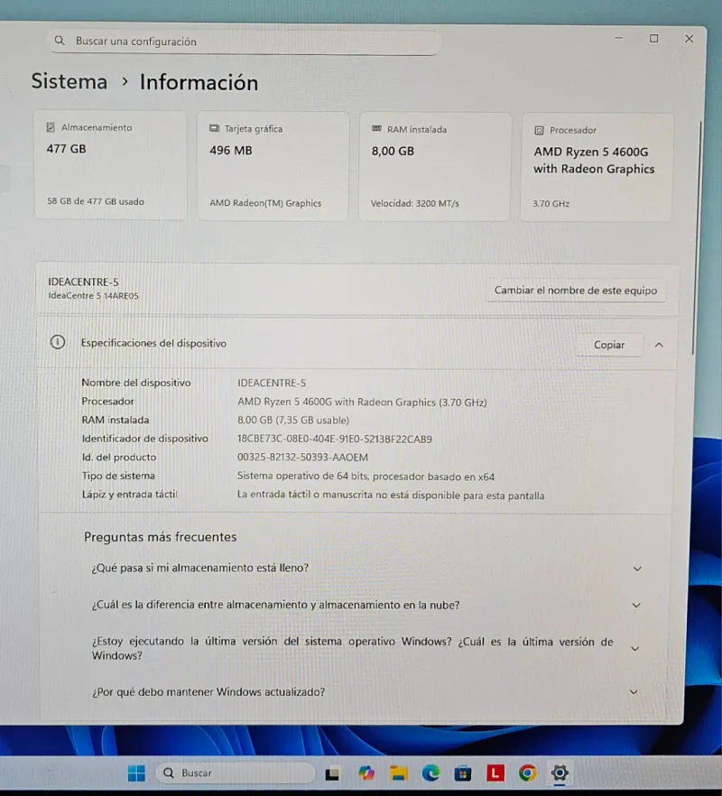PC Lenovo Ryzen 5 512 M.2 8GB AMD afbeelding 2