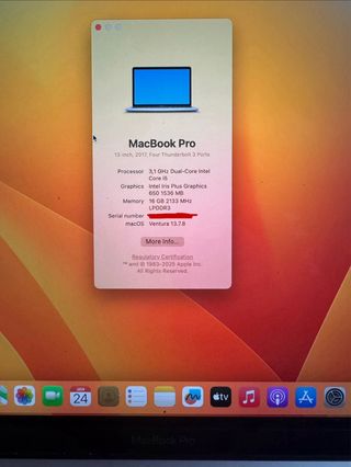 Macbook Pro 13” 2017 Plata