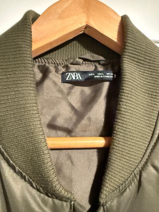 Chaqueta Bomber Zara Talla L Verde Oliva