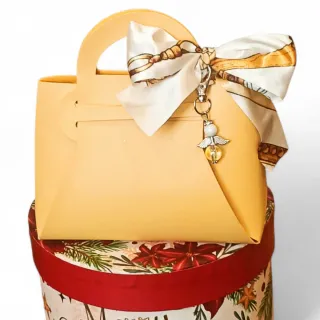 Mini Borsetta Giallo con Fiocco e Portachiavi