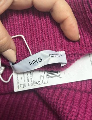 Falda corta punto burgundy Mango S