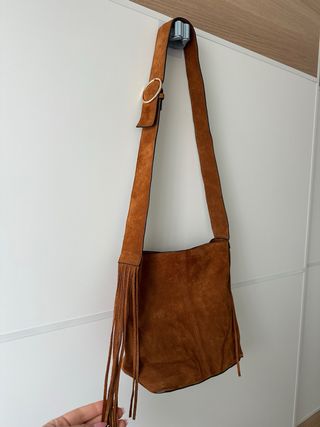 Bandolera Piel Zara Flecos Marrón