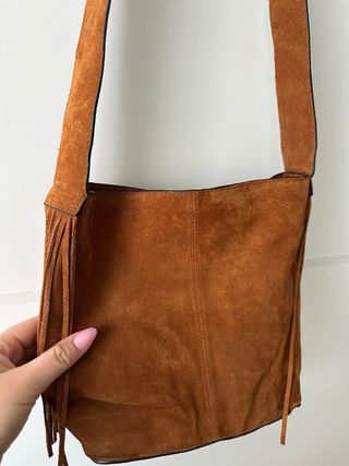 Bandolera Piel Zara Flecos Marrón