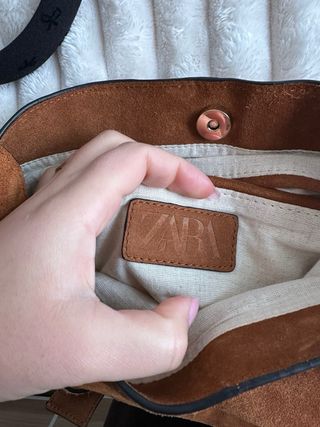 Bandolera Piel Zara Flecos Marrón