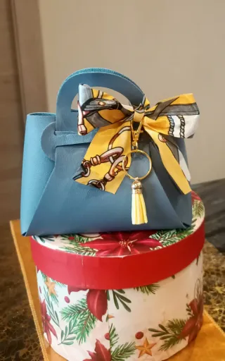 Mini Borsetta Celeste con Portachiavi