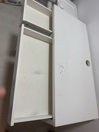 Mesa escritorio blanca metal y madera