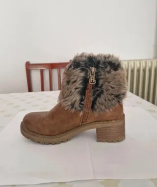 Botines mujer marrones con pelo