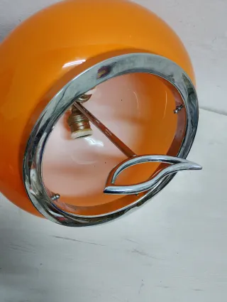 Lámpara Opalina Vintage Naranja Space Age