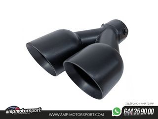 COLA DE ESCAPE INOX DE DOBLE SALIDA REDONDA 89MM NEGRO MATE - DERECHA