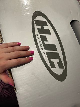 Casco Moto HJC Negro y Rosa. Viene con la caja.