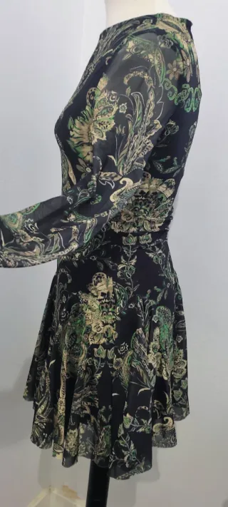 Vestido tul estampado verde y negro