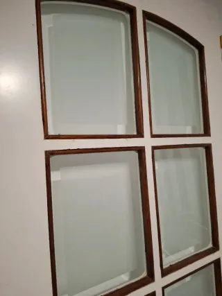Puerta doble madera blanca con cristal