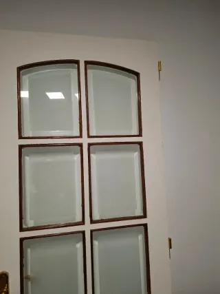 Puerta doble madera blanca con cristal