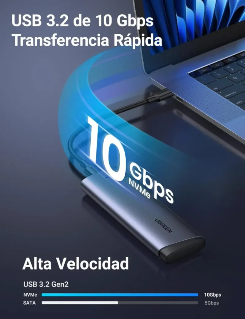 Carcasa SSD NVMe UGREEN Aluminio 10Gbps afbeelding 3