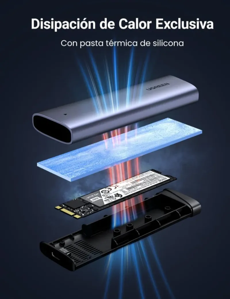 Carcasa SSD NVMe UGREEN Aluminio 10Gbps afbeelding 5