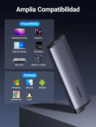 Carcasa SSD NVMe UGREEN Aluminio 10Gbps