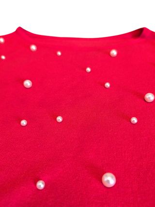 Maglietta rosa maniche lunghe con perle