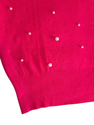 Maglietta rosa maniche lunghe con perle