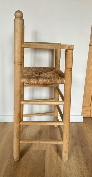Trona silla alta madera y mimbre niños