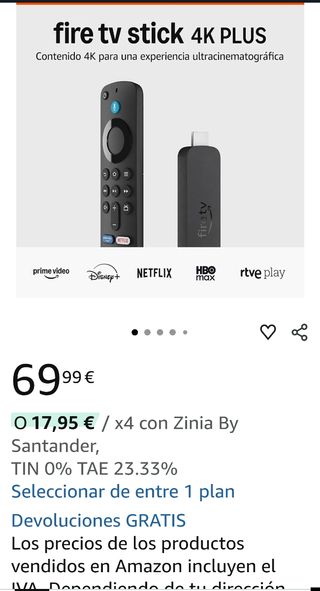 Amazon Fire TV Stick 4K PLUS 8GB Wi-Fi 6