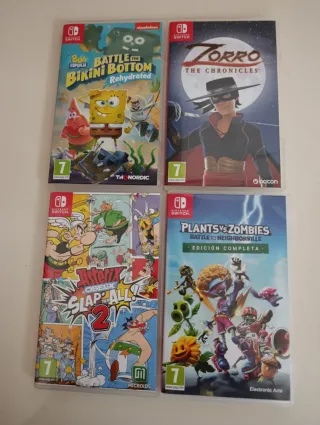 Set 4 Juegos Nintendo Switch: Spongebob, Zorro, As