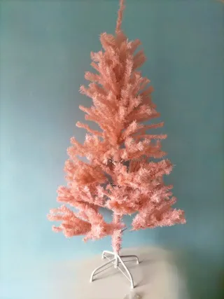 Albero di Natale Rosa con Base in Metallo