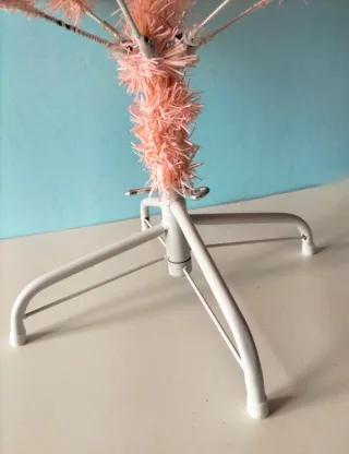 Albero di Natale Rosa con Base in Metallo