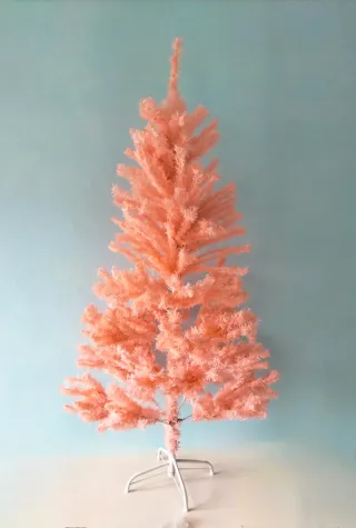 Albero di Natale Rosa con Base in Metallo