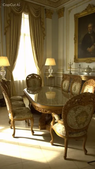 Mesa de comedor de hojas con sillas