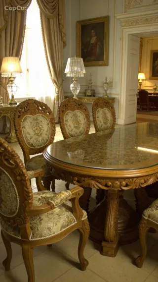 Mesa de comedor de hojas con sillas