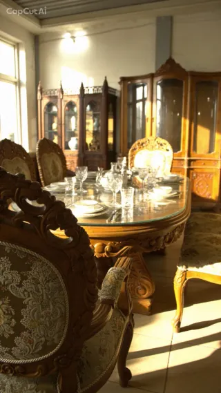 Mesa de comedor de hojas con sillas