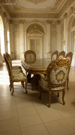 Mesa de comedor de hojas con sillas