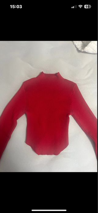 Top Shein cuello alto rojo