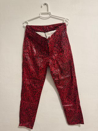 Pantalón cuerina Animal Print Rojo Negro Talla M
