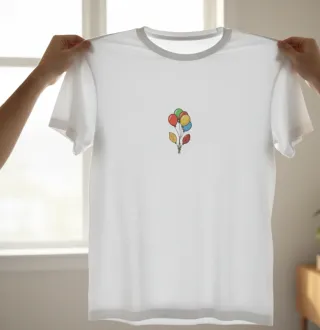 T-shirt bianca con stampa palloncini