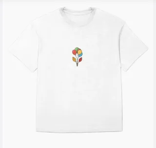 T-shirt bianca con stampa palloncini