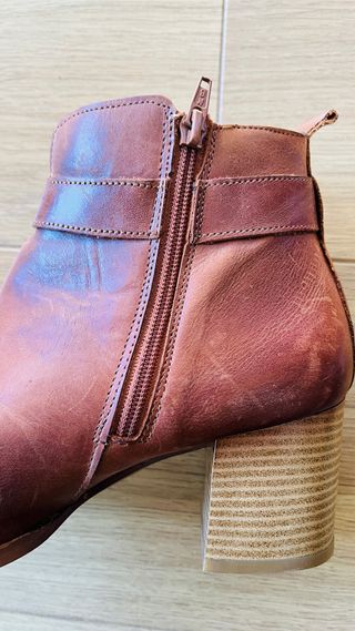 Botines de Piel marrones tacón mujer talla 40,