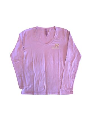 Maglietta Lilla Manica Lunga Scollo V